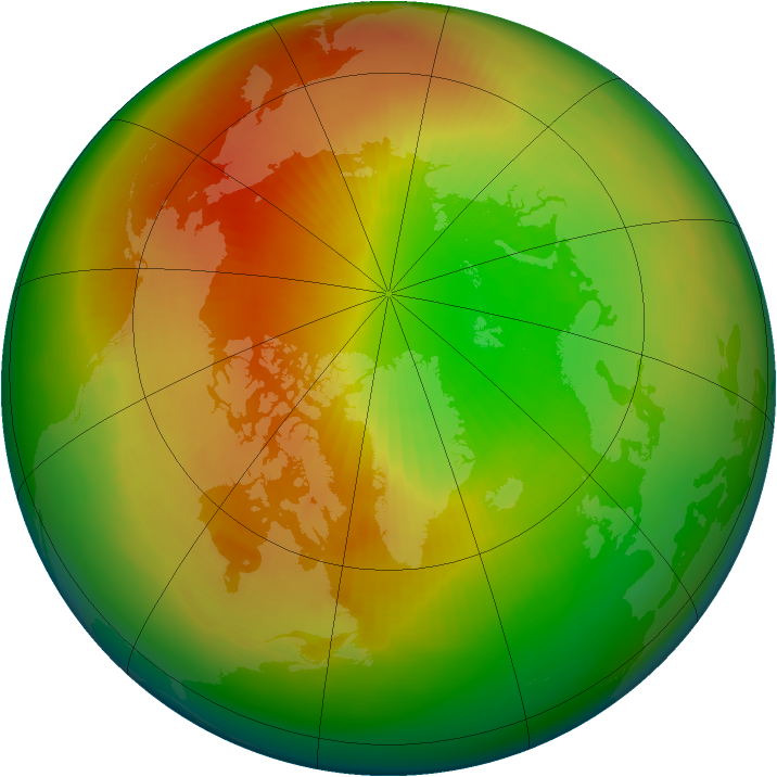 Arctic ozone map for March 1994